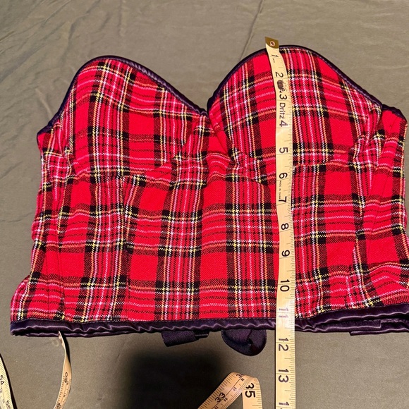 Red Plaid Bustier Top size L - Picture 7 of 7